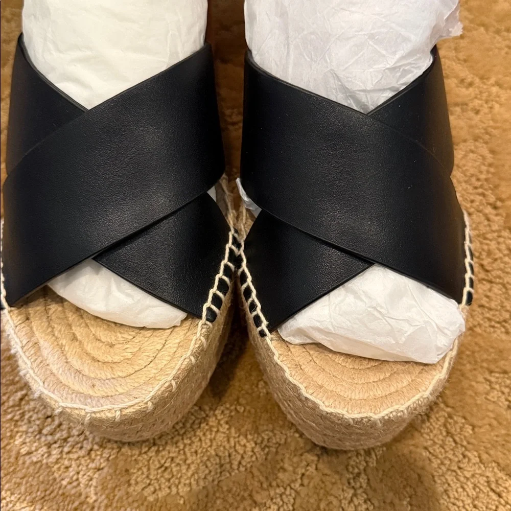 Tory Burch Selby 105mm wedge Espadrille shoes NWB Vegan Leather size 9